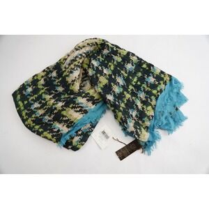 Coach Bonnie Boucle Square Scarf Womens OS Blue Plaid Silk Blend NWT